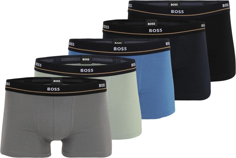 BOSS Boxer trumpikės 'Essential' tamsiai mėlyna jūros spalva / tamsiai pilka / pastelinė žalia / juoda