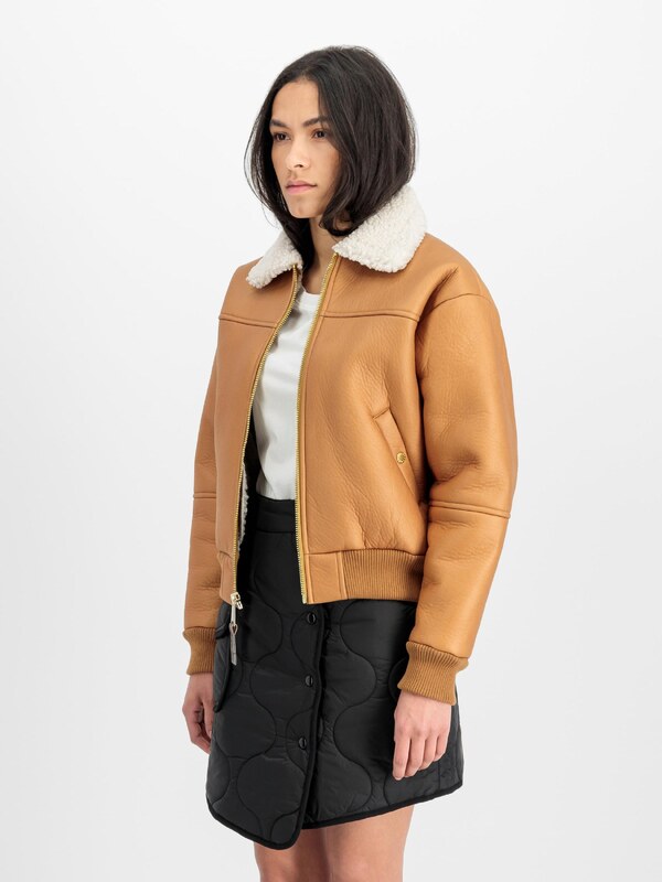 ALPHA INDUSTRIES Demisezoninė striukė šviesiai ruda / balta