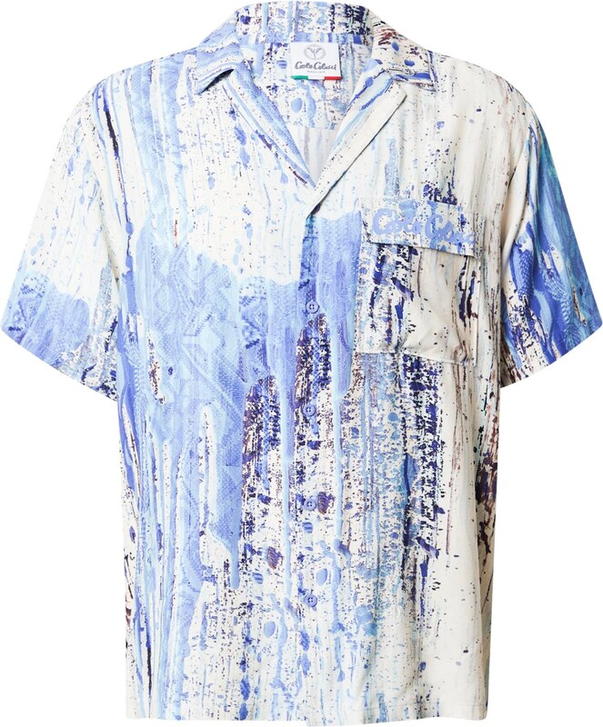 Carlo Colucci Marškiniai nebalintos drobės spalva / tamsiai mėlyna / dangaus žydra / violetinė-mėlyna