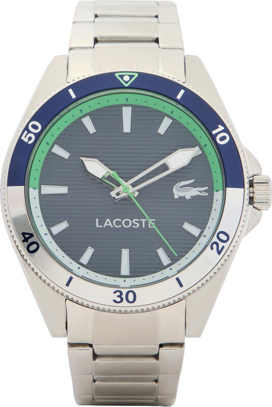 LACOSTE Analoginis (įprasto dizaino) laikrodis 'Mainsail' tamsiai mėlyna / šviesiai žalia / sidabrinė
