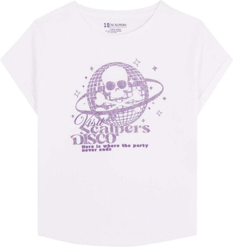 Scalpers Marškinėliai 'Disco' purpurinė / balta