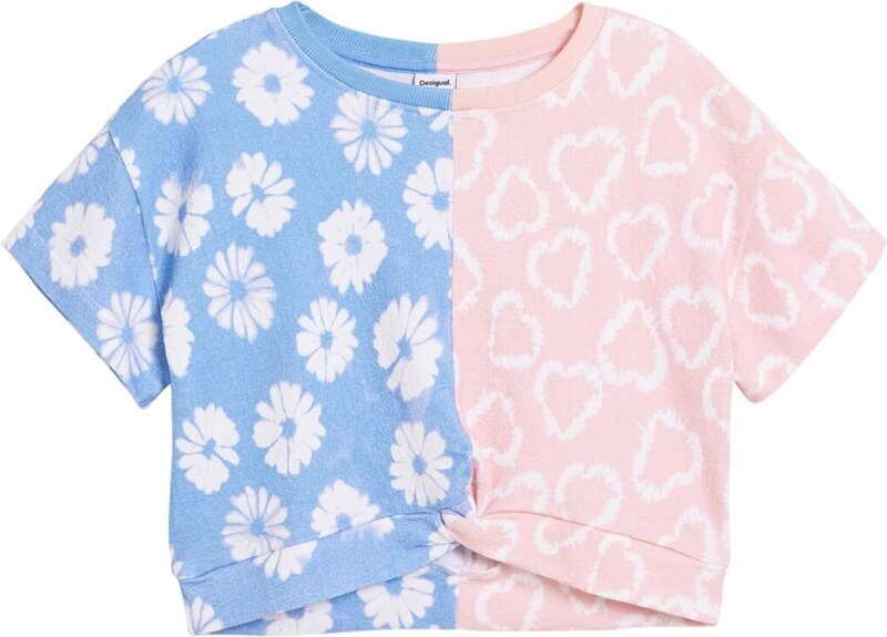 Desigual Marškinėliai neoninė mėlyna / rožių spalva / balta