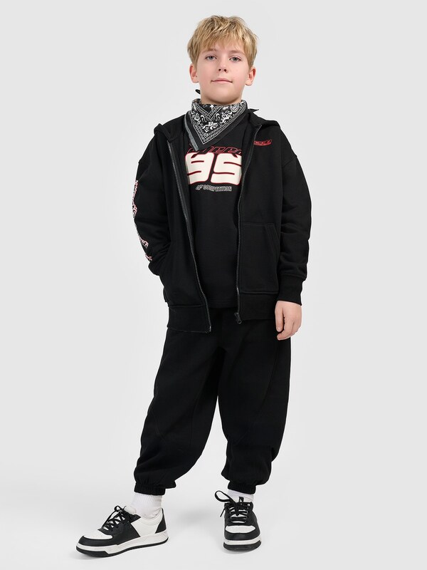 4F Sportinis loose džemperis su gobtuvu berniukams - juodas