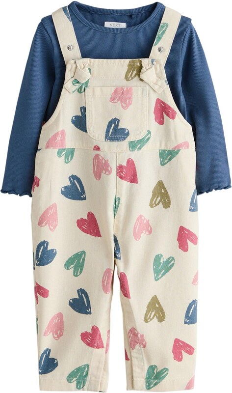 Next Rinkinys nebalintos drobės spalva / tamsiai mėlyna jūros spalva / žalia / rožinė