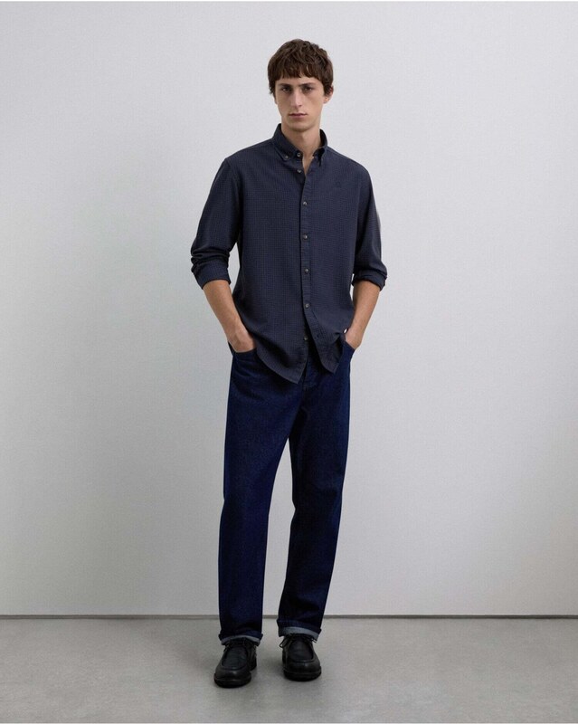 Scalpers Marškiniai 'Scdye Check' tamsiai mėlyna / ruda