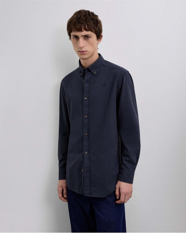 Scalpers Marškiniai 'Scdye Check' tamsiai mėlyna / ruda