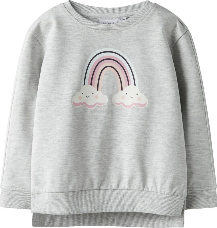 NAME IT Megztinis be užsegimo 'NMFBissine' margai pilka / rožinė / juoda / balta