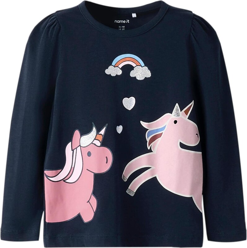 NAME IT Marškinėliai 'NMFBILISA' šviesiai mėlyna / tamsiai mėlyna / šviesiai rožinė / sidabrinė