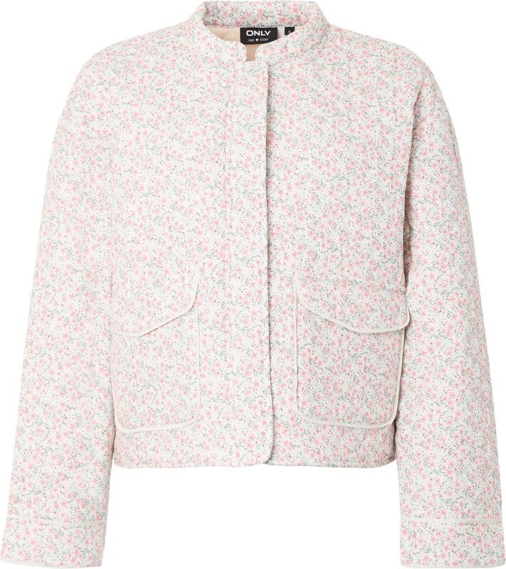 ONLY Demisezoninė striukė 'ONLHALLIE' žalia / rožių spalva / tamsiai rožinė / balta