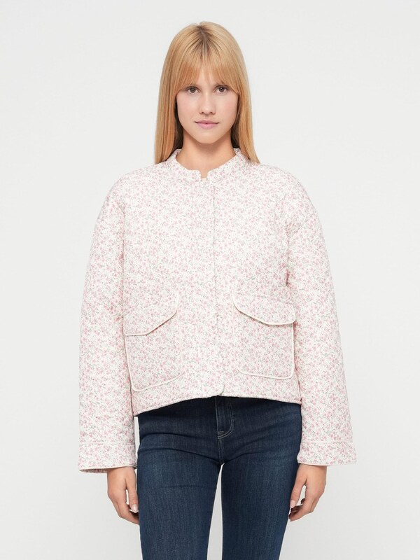 ONLY Demisezoninė striukė 'ONLHALLIE' žalia / rožių spalva / tamsiai rožinė / balta