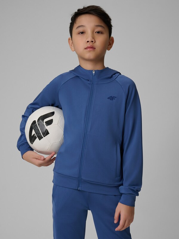 4F Berniukiškas regular sportinis džemperis su gobtuvu - tamsiai mėlynas