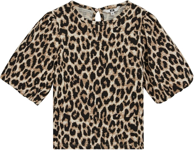 WE Fashion Marškinėliai smėlio spalva / šviesiai ruda / juoda