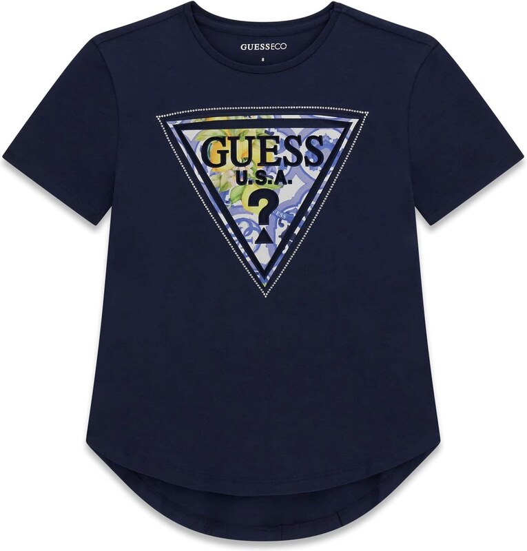 GUESS Marškinėliai tamsiai mėlyna / citrinos spalva / žalia / balkšva