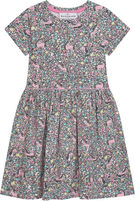 Danamade Suknelė šviesiai geltona / rožinė / juoda / balta