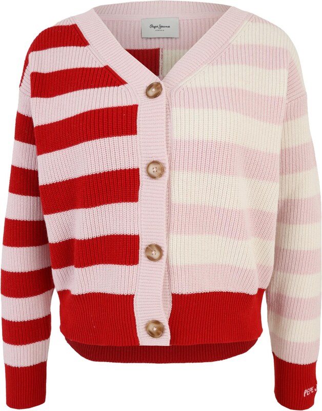 Pepe Jeans Kardiganas 'Kimma' rožinė / raudona / natūrali balta