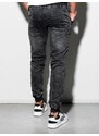 Ombre Clothing Vyriškos marmurinės JOGGERY kelnės su dygsniais - juodos V4 OM-PADJ-0108