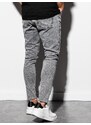 Ombre Clothing Vyriškos margintos džinsinės kelnės su neapdorotais kraštais SLIM FIT - pilkos V1 OM-PADP-0146