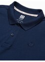 Ombre Clothing Vyriški pique trikotažo polo marškinėliai - tamsiai mėlyni V2 S1374