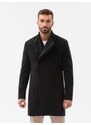 Ombre Clothing Vyriškas paltas su asimetrišku užsegimu - juodas V2 OM-COWC-0102