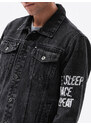 Ombre Clothing Vyriška džinsinė striukė - juoda/pilka C525