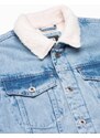 Ombre Clothing Vyriška džinsinė striukė su šerpa - šviesiai mėlyna V2 OM-JADJ-0125