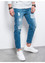 Ombre Clothing Vyriškos siaurėjančios džinsinės kelnės su skylutėmis - mėlynos V3 P1028