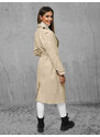 Smėlinis moteriškas odinis paltas OZONEE JS/11Z8100