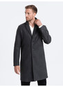 Ombre Clothing Lengvas vienspalvis vyriškas paltas - grafito spalvos V5 OM-COWC-0104
