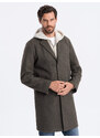 Ombre Clothing Lengvas vienspalvis vyriškas paltas - grafito chaki spalvos V6 OM-COWC-0104