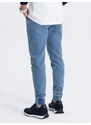 Ombre Clothing Vyriškos džinsinės kelnės su dygsniais - mėlynos V2 OM-PADJ-0113