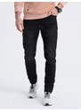 Ombre Clothing Vyriškos džinsinės kelnės su dygsniais - juodos V3 OM-PADJ-0113