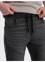 Ombre Clothing Vyriškos džinsinės kelnės su dygsniais - grafito spalvos V4 OM-PADJ-0113