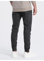 Ombre Clothing Vyriškos džinsinės kelnės su dygsniais - grafito spalvos V4 OM-PADJ-0113
