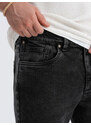 Ombre Clothing Vyriškos džinsinės kelnės su dygsniais ties keliais - juodos V2 OM-PADP-0109