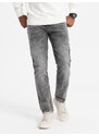 Ombre Clothing Vyriškos džinsinės kelnės STRAIGHT LEG - pilkos spalvos V4 OM-PADP-0133