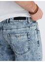 Ombre Clothing Vyriškos plonos džinsinės kelnės su dygsniais ties keliais - mėlynos V1 OM-PADP-0109