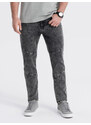 Ombre Clothing Vyriškos plonos džinsinės kelnės su dygsniais ties keliais - pilkos V3 OM-PADP-0109
