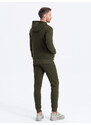 Ombre Clothing Vyriško sportinio kostiumo komplektas - užtrauktuku užsegamas džemperis ir kelnės - alyvuogių spalva V1 Z70