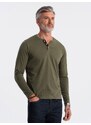 Ombre Clothing Vyriški marškiniai ilgomis rankovėmis su sagomis prie iškirptės - tamsiai alyvuogių žalia V1 OM-LSCL-0107