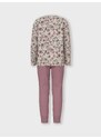 NAME IT Miego kostiumas 'Nostalgia Flower' smėlio spalva / ruda / rusvai žalia / ryškiai rožinė spalva