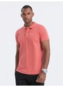 Ombre Clothing Pique trikotažo polo marškinėliai - koralinės spalvos V6 S1746