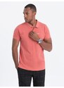 Ombre Clothing Pique trikotažo polo marškinėliai - koralinės spalvos V6 S1746