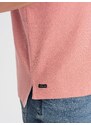 Ombre Clothing Vyriški polo marškinėliai be apykaklės - rožinės spalvos V7 OM-TSCT-0156