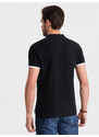 Ombre Clothing Vyriški polo marškinėliai be apykaklės - juodi V8 OM-TSCT-0156
