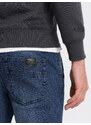 Ombre Clothing Vyriškos JOGGERS džinsinės kelnės su trynimu - mėlynos V3 OM-PADJ-0150