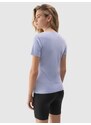 4F Moteriški T-shirt lygus marškinėliai iš organinės medvilnės - mėlyni