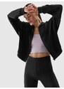 4F Moteriškas sportinis atsegamas džemperis su modalio priemaiša - juodas
