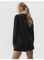 4F Moteriškas sportinis neatsegamas džemperis su modalio priemaiša - juodas