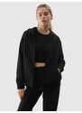 4F Moteriškas sportinis atsegamas džemperis su gobtuvu - juodas