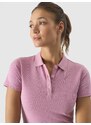 4F Moteriški polo slim marškinėliai - pudra rožinė spalva